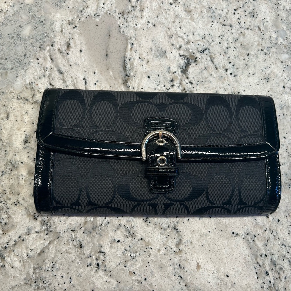 Coach Black Signature Buckle Wallet